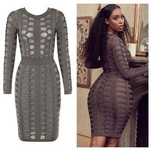 Elegant Gray Bandage Dress